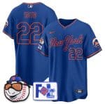 New York Mets #22 Juan Soto Blue Road 2025 Spring Training Stitched Jersey
