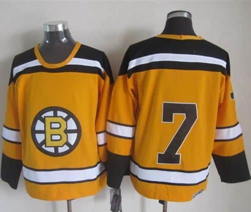 Bruins #7 Phil Esposito Yellow CCM Throwback Stitched Jersey