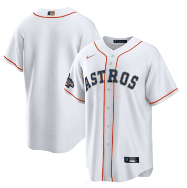 Houston Astros Blank White 2023 Gold Collection With World Serise Champions Patch Cool Base Stitched Jersey
