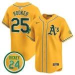Oakland Athletics #25 Brent Rooker Yellow 2024 Limited With Rickey Henderson Patch Stitched Jersey