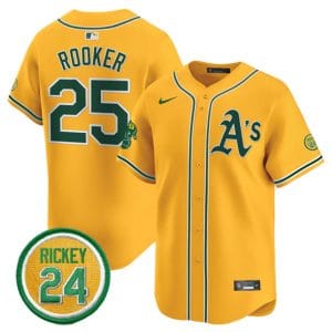 Oakland Athletics #25 Brent Rooker Yellow 2024 Limited With Rickey Henderson Patch Stitched Jersey