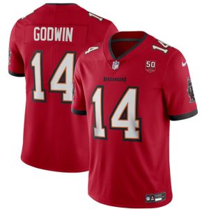 Tampa Bay Buccaneers #14 Chris Godwin Red 2025 50th Season patch Vapor Untouchable Limited Football Stitched Jersey