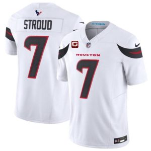 Houston Texans #7 C.J. Stroud White 2024 Draft Vapor F.U.S.E. With 2-Star C Patch Limited Stitched Jersey
