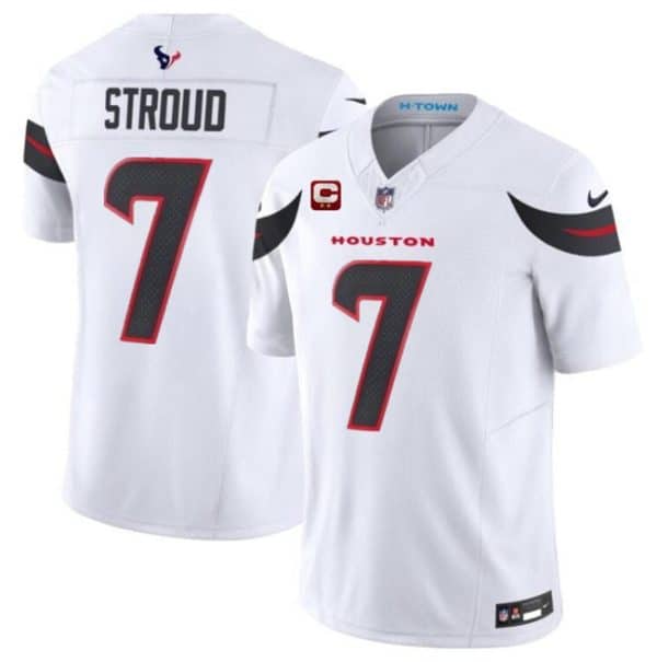 Houston Texans #7 C.J. Stroud White 2024 Draft Vapor F.U.S.E. With 2-Star C Patch Limited Stitched Jersey