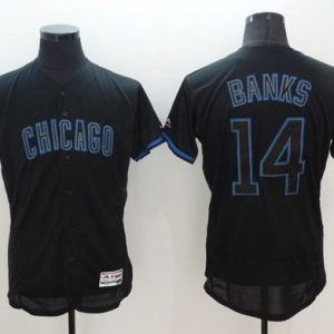 Cubs #14 Ernie Banks Black Fashion Flexbase Authentic Collection Stitched Jersey