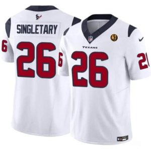 Houston Texans #26 Devin Singletary White 2023 F.U.S.E. With John Madden Patch Vapor Limited Stitched Jersey