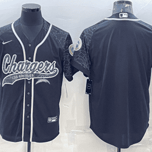 Los Angeles Chargers Blank Black Reflective With Patch Cool Base Stitched Baseball Jersey