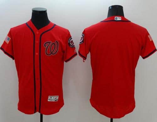 Nationals Blank Red Fashion Stars Stripes Flexbase Authentic Stitched Jersey
