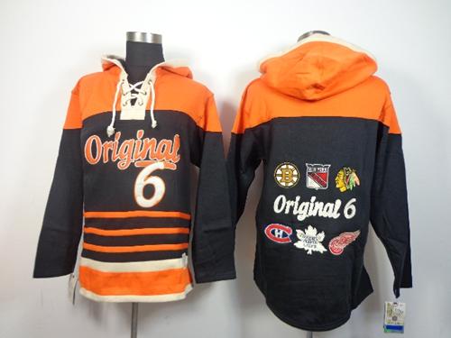 NHL Original 6 Teams Black Sawyer Hooded Sweatshirt Stitched Jersey