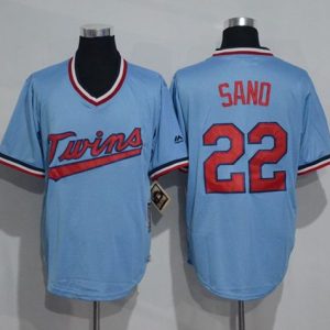 Twins #22 Miguel Sano Light Blue Cooperstown Throwback Stitched Jersey