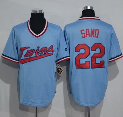 Twins #22 Miguel Sano Light Blue Cooperstown Throwback Stitched Jersey