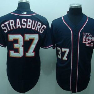 Nationals #37 Stephen Strasburg Blue Stitched Jersey