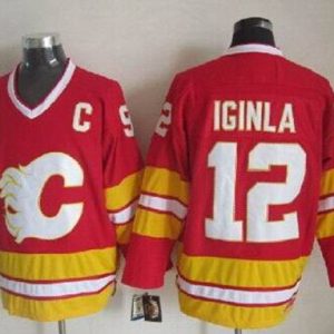 Flames #12 Jarome Iginla Red CCM Throwback Stitched Jersey