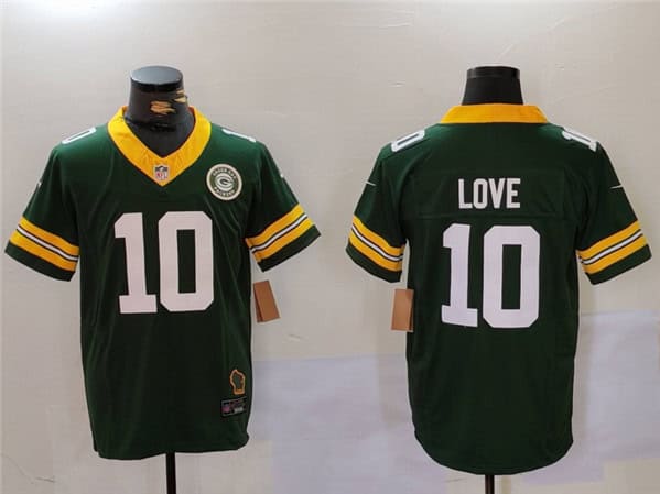 Green Bay Packers #10 Jordan Love Green 2023 F.U.S.E. With Patch Limited Stitched Jersey