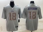 Minnesota Vikings #18 Justin Jefferson Gray Atmosphere Fashion Stitched Jersey