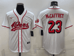 San Francisco 49ers #23 Christian McCaffrey New White With Patch Cool Base Stitched Baseball Jersey