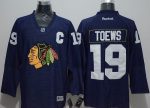 Blackhawks #19 Jonathan Toews Navy Blue Denim Stitched Jersey