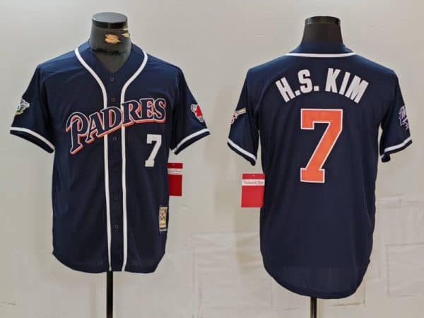 San Diego Padres #7 Ha-Seong Kim Navy Cool Base Stitched Jersey