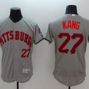 Pirates #27 Jung-Ho Kang Grey Fashion Stars Stripes Flexbase Authentic Stitched Jersey