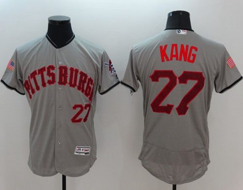Pirates #27 Jung-Ho Kang Grey Fashion Stars Stripes Flexbase Authentic Stitched Jersey