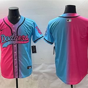 Los Angeles Dodgers Blank Pink Blue Limited Stitched Jersey