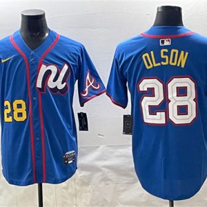 National League #28 Matt Olson Blue 2025 All-Star Edition Limited Stitched Jersey