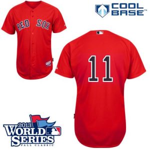 Red Sox #11 Clay Buchholz Red Cool Base 2013 World Series Patch Stitched Jersey