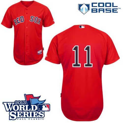 Red Sox #11 Clay Buchholz Red Cool Base 2013 World Series Patch Stitched Jersey