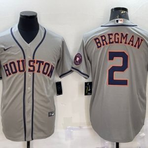 Houston Astros #2 Alex Bregman Gray With Patch Cool Base Stitched Jersey
