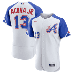 Atlanta Braves #13 Ronald Acuna Jr. White 2023 City Connect Flex Base Stitched Jersey