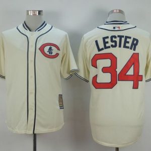 Cubs #34 Jon Lester Cream 1929 Turn Back The Clock Stitched Jersey