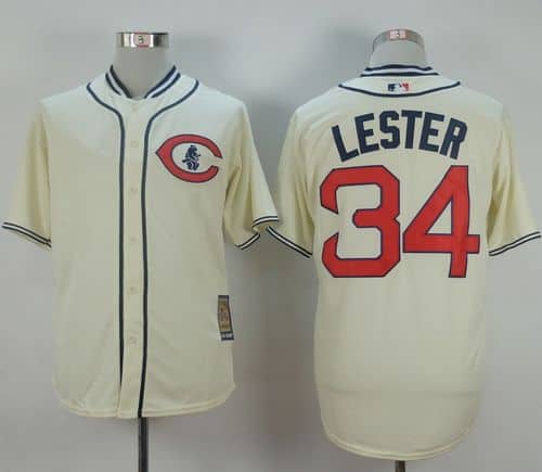 Cubs #34 Jon Lester Cream 1929 Turn Back The Clock Stitched Jersey