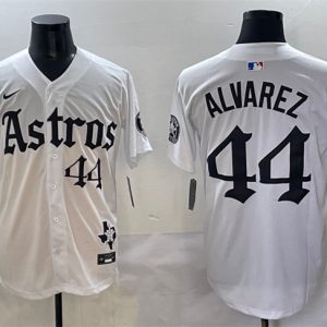 Houston Astros #44 Yordan Alvarez White Gothic 'Houston Born Barrio Raised' Limited Stitched Jersey