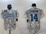 Detroit Lions #14 Amon-Ra St. Brown 2024 Arctic Camo Salute To Service Stitched Jersey