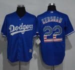 Dodgers #22 Clayton Kershaw Blue USA Flag Fashion Stitched Jersey