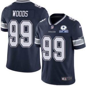Dallas Cowboys #99 Antwaun Woods Navy With Est 1960 Patch Limited Stitched Jersey