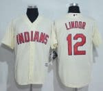 Indians #12 Francisco Lindor Cream New Cool Base Stitched Jersey