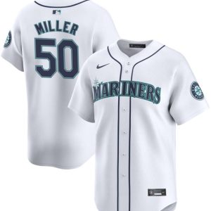 Seattle Mariners #50 Bryce Miller White Home Limited Stitched Jersey
