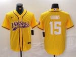 Minnesota Vikings #15 Joshua Dobbs Yellow Cool Base Stitched Jersey