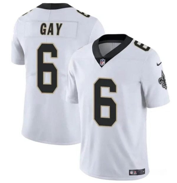 New Orleans Saints #6 Willie Gay White Vapor Limited Stitched Jersey