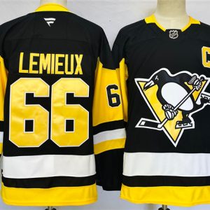 Pittsburgh Penguins #66 Mario Lemieux Black 2024-25 Home With C Patch Stitched Jersey