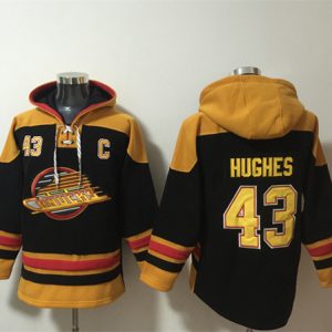 Vancouver Canucks #43 Quinn Hughes Green Ageless Must-Have Lace-Up Pullover Hoodie