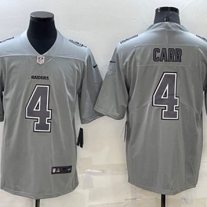 Las Vegas Raiders #4 Derek Carr Gray Atmosphere Fashion Stitched Jersey