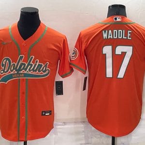 Miami Dolphins #17 Jaylen Waddle Orange Cool Base Stitched Baseball Jersey
