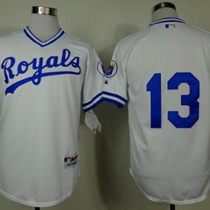 Royals #13 Salvador Perez White 1974 Turn Back The Clock Stitched Jersey