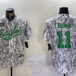 Philadelphia Eagles #11 A. J. Brown 2024 Arctic Camo Salute To Service Stitched Jersey