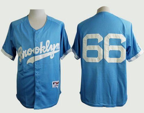 Dodgers #66 Yasiel Puig Light Blue Cooperstown Stitched Jersey