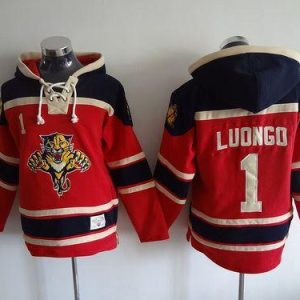 Panthers #1 Roberto Luongo Red Sawyer Hooded Sweatshirt Stitched Jersey