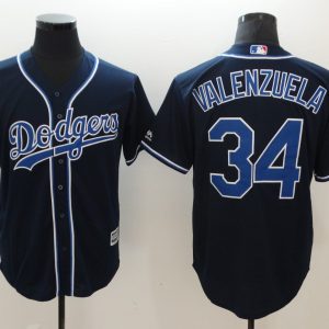 Los Angeles Dodgers # 34 Fernando Valenzuela Navy Cool Base Stitched Jersey