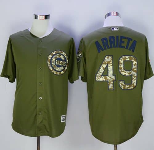 Cubs #49 Jake Arrieta Green Camo New Cool Base Stitched Jersey